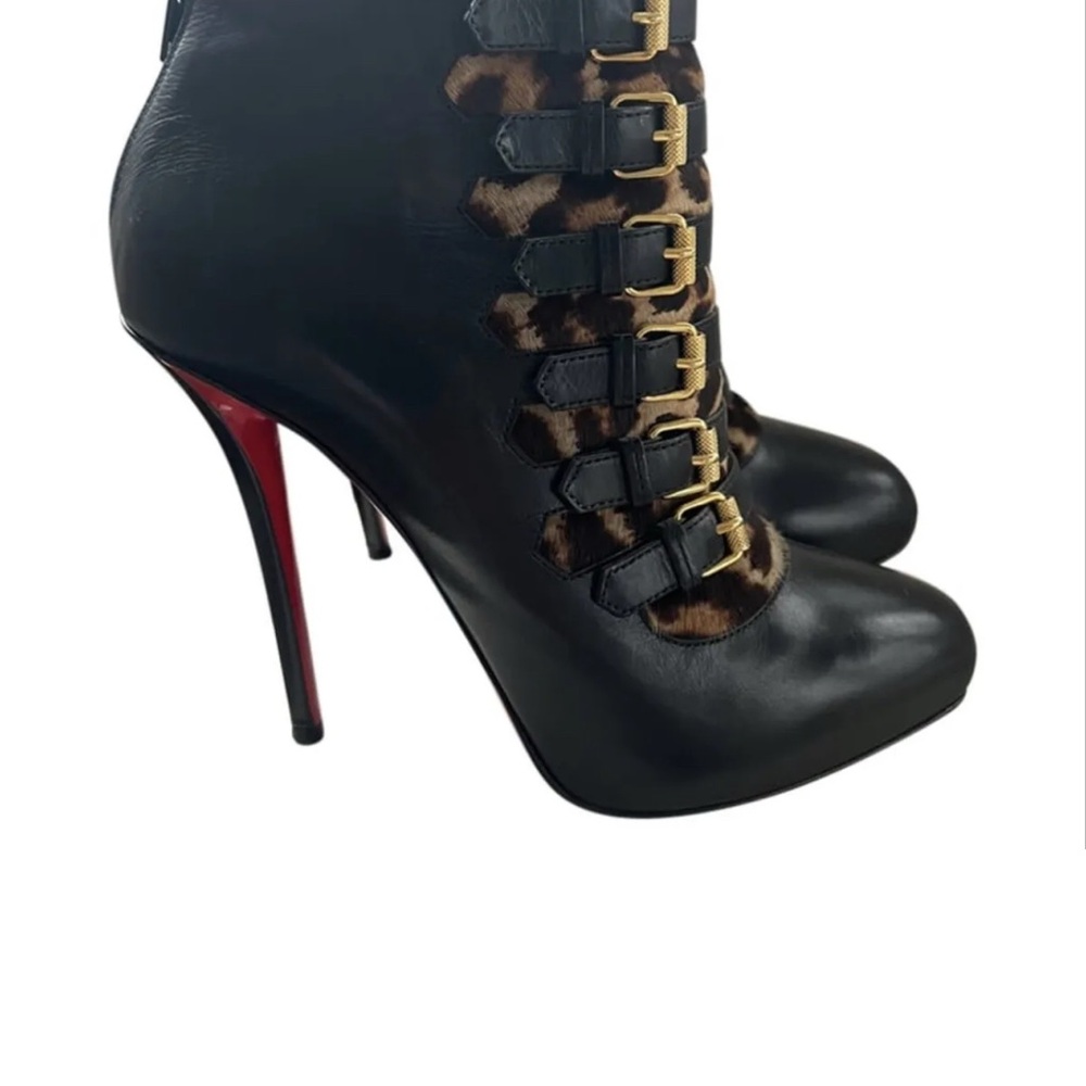 Christian Louboutin Black Heeled Boots with Signature Red Sole